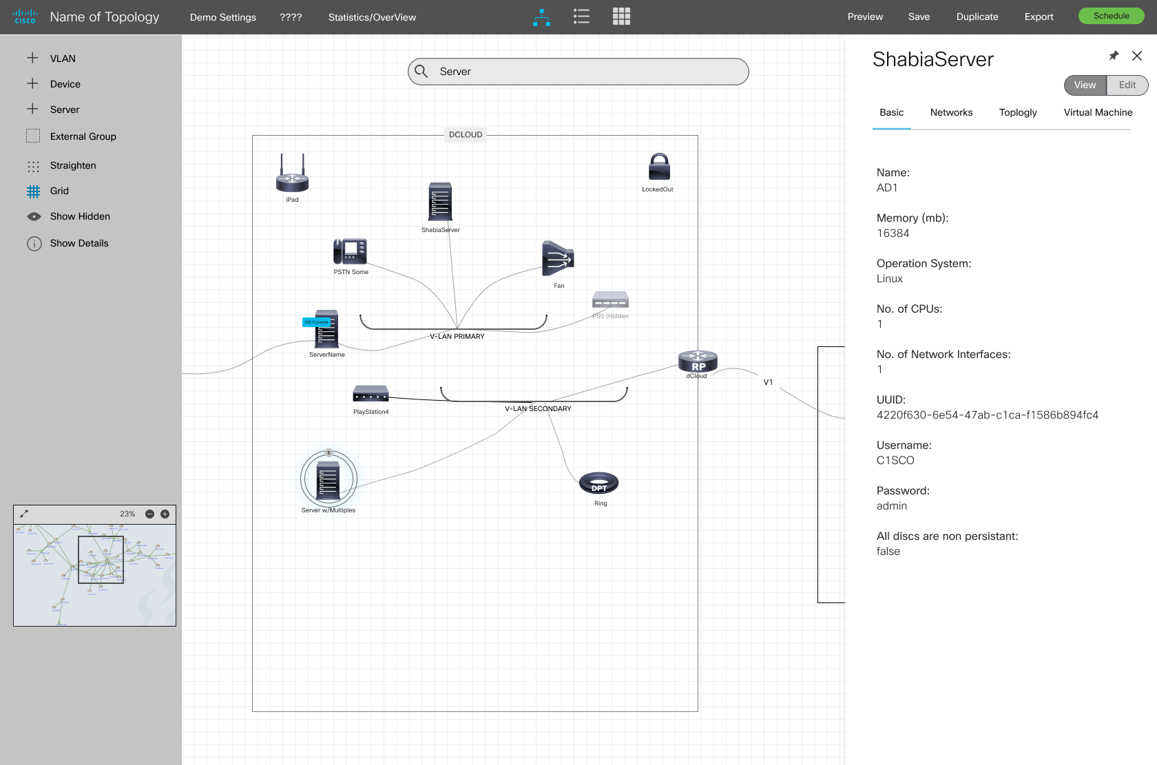 First iteration: full menu, on-canvas search, curved connections