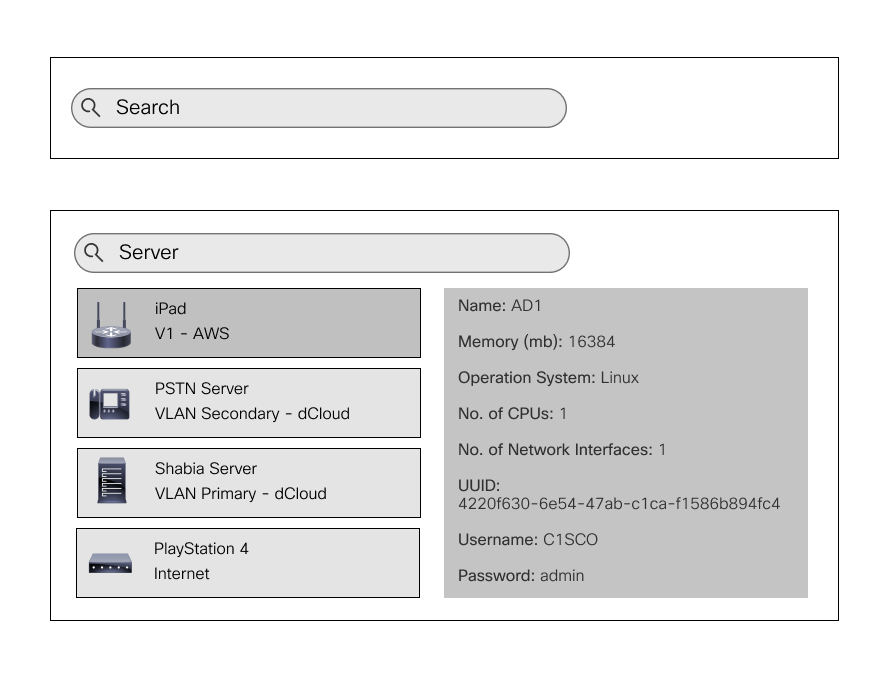 Search Popup UI: matched items show up with detailed info to help user make the right choice