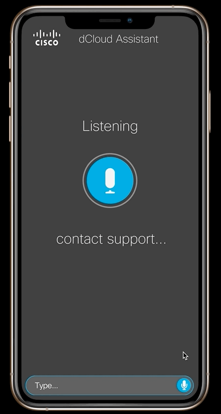 dCloud Assistant: contact support interaction